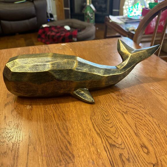 Pier 1 Imports Other - Pier 1 Polyresin Coastal Whale Nautical Sculpture. Antiqued Brushed Gold. Rare